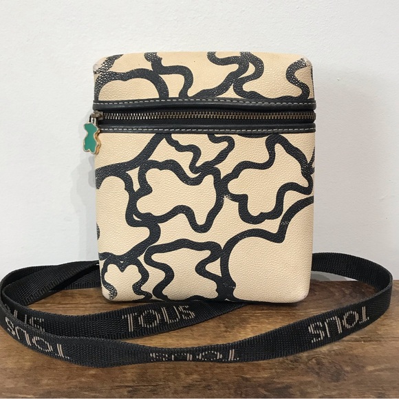 Tous Handbags - Vintage Tous Kaos Abstract Bear Crossbody Bag Purse Black White Green Bear